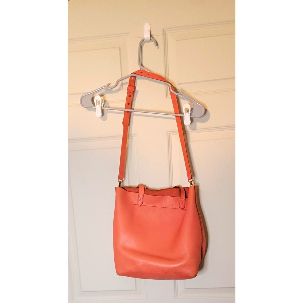J.CREW Coral Leather Large Shoulder Bag Solid Rectangle Gold Hardware